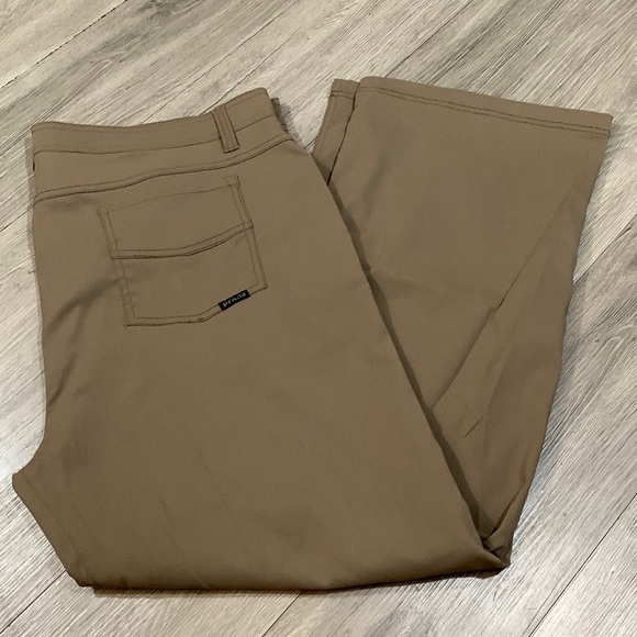 Prana Brion Stretch Dark Khaki Stretch Straight Leg Hiking/Travel Slim Fit Pants - Picture 1 of 12